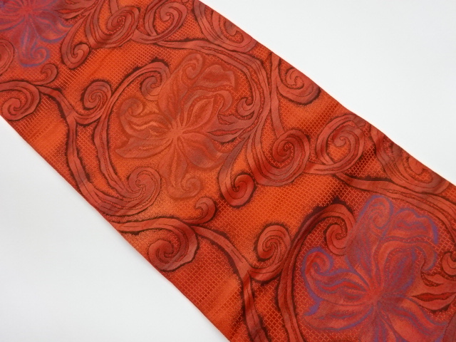 JAPANESE KIMONO / VINTAGE NAGOYA OBI / CHIKUZEN HAKATA / WOVEN FLOWER ARABESQUE